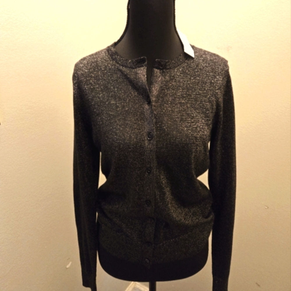 Ann Taylor Black and Silver Blouse with Minimalist Design
